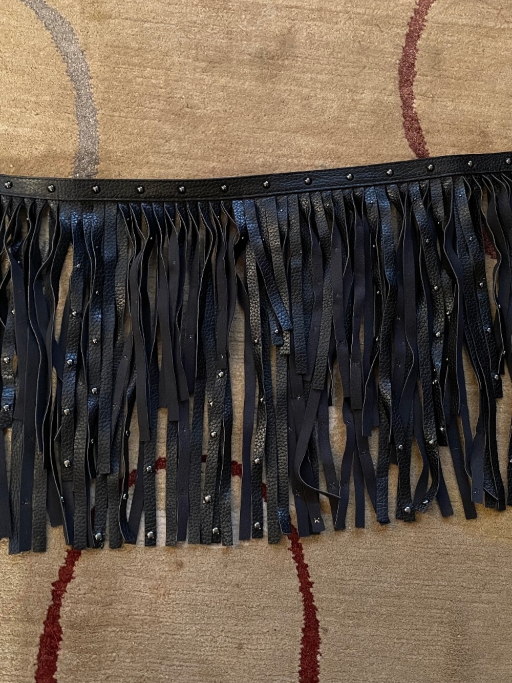 BCBG Black Studded Fringe Belt, XS-S
